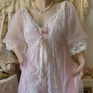 Dreamy Fairycore Tulle+Mesh Robe for Sleeping Photoshoot Festival Barbiecore